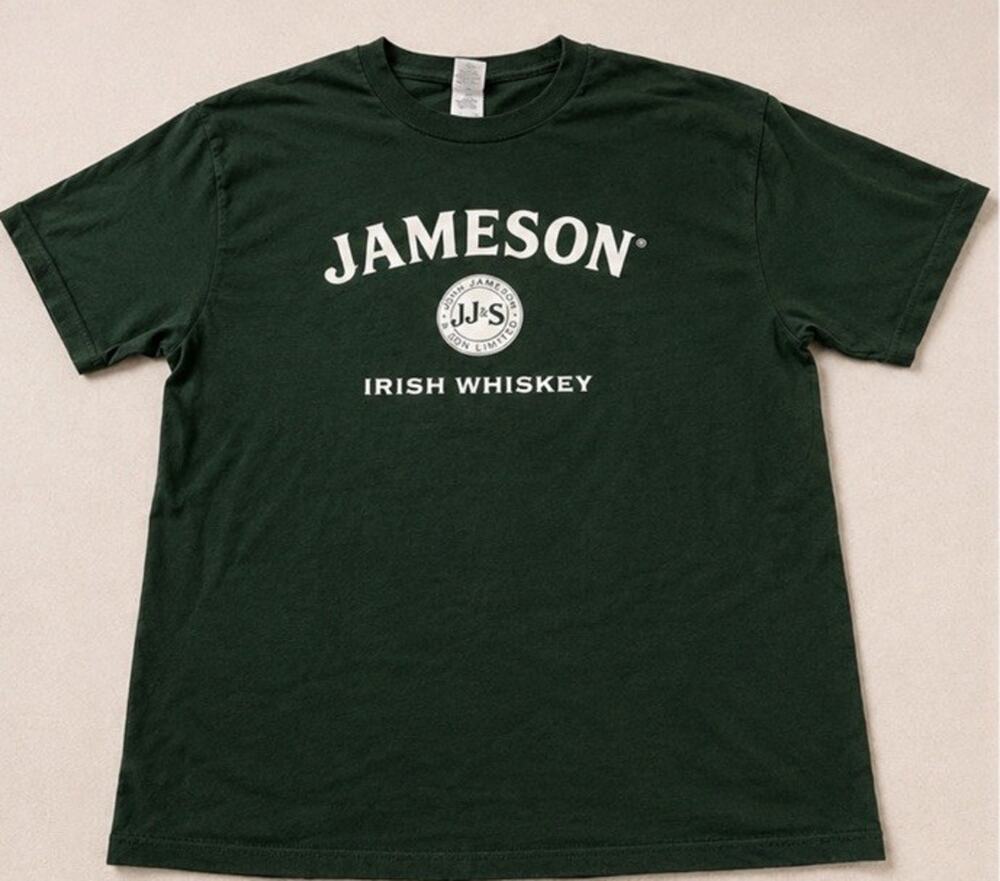 Jameson Irish Whiskey T Shirt Men’s Large Green Graphic Logo Bar Pub Tee